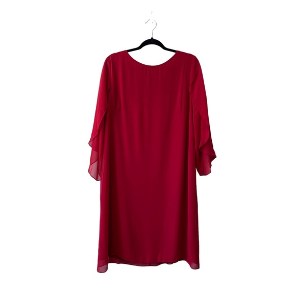 COLDWATER CREEK BURGUNDY SHIFT CHIFFON DRESS - Picture 2 of 11